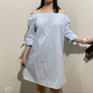 Off the shoulder pin stripe dress